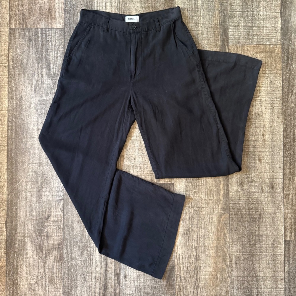 PISTOLA Black Trouser Pants Women's Size 26 Wide Leg Cotton Career Minimalist